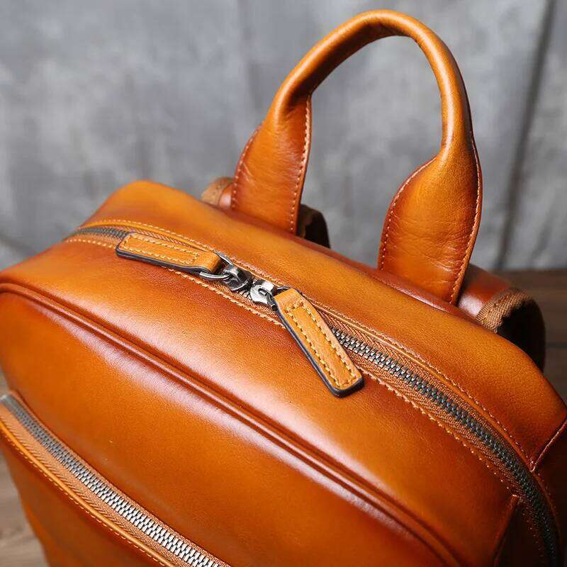 Vegetable Tanned Shoulder Backpack Men's Head Layer Cowhide Vintage Casual Multifunctional Large Capacity Computer Bag