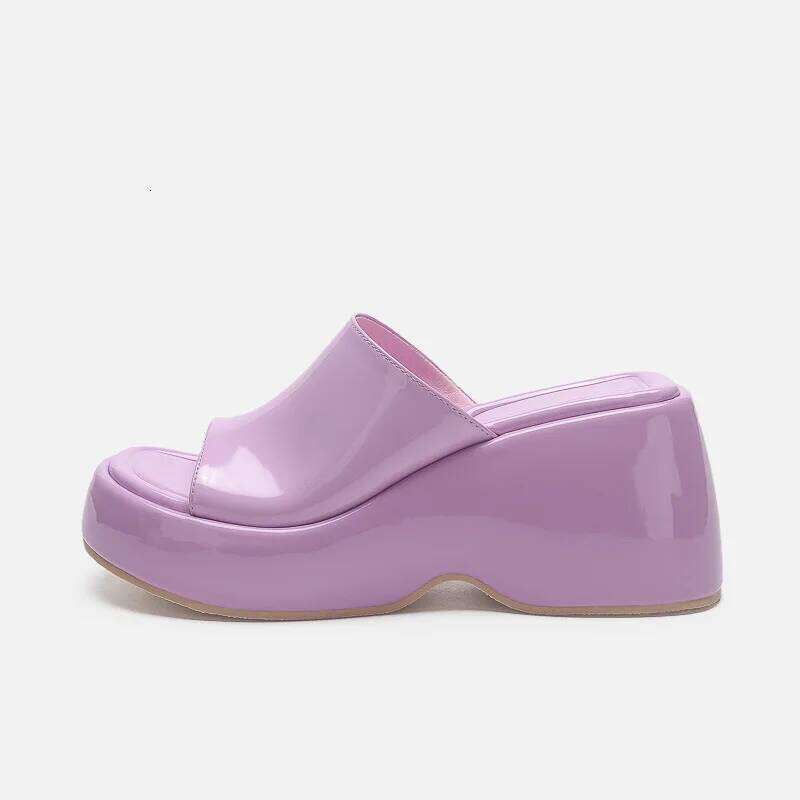 High Heeled Women's Slippers Platform Thick Wedges Sandals Women Slingback Fashion Design Metallic Casual Summer Shoes