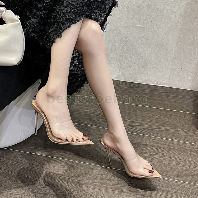 designer heels womens sandals elegant pointed toes sandal slip-on women sandale fashion stiletto heel daily party charming luxury shoes