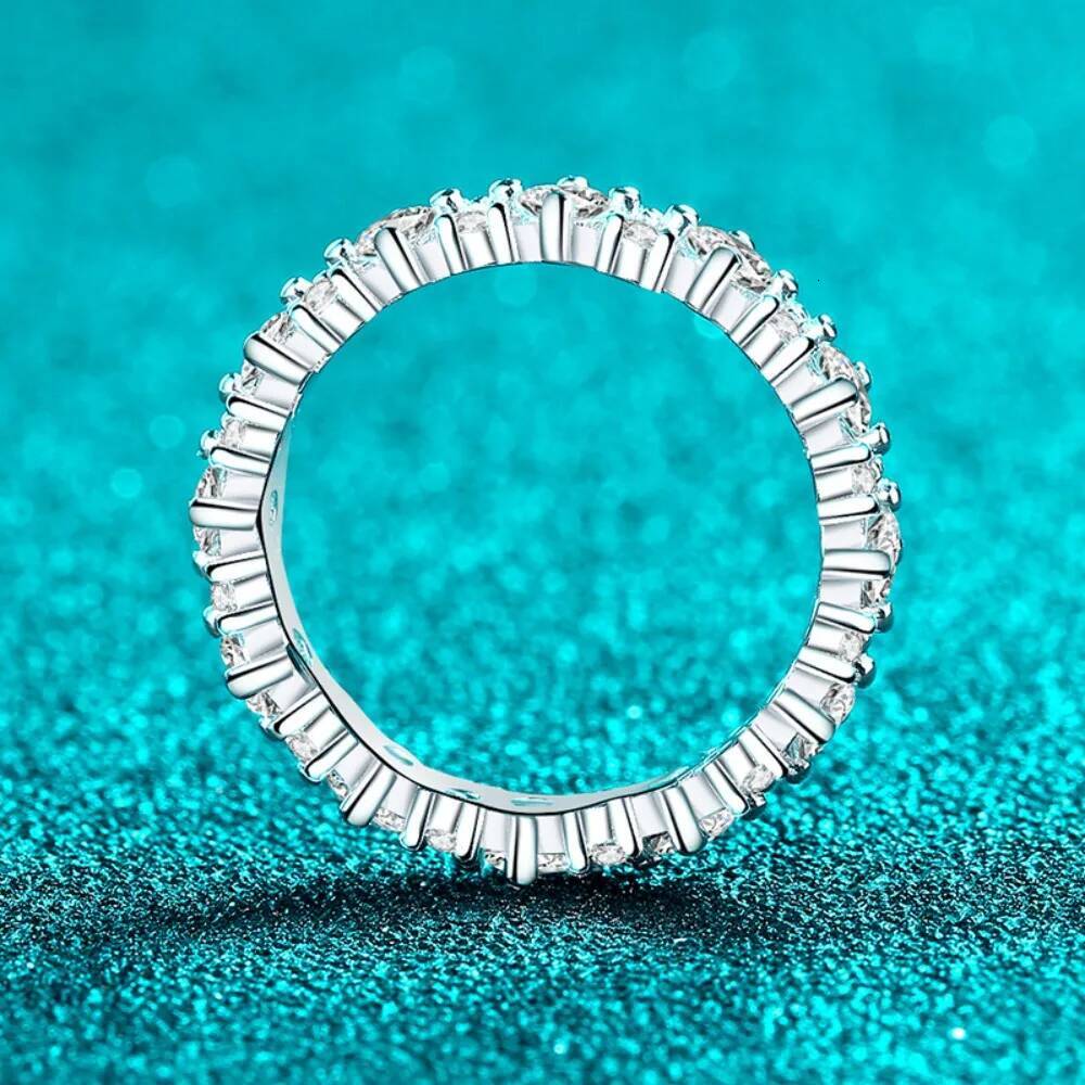 NKHOG 1.56CTTW All Moissanite Rings For Women 925 Sterling Silver Full Eternity Wedding Diamond Band 18K Plated Fine Jewelry GRA