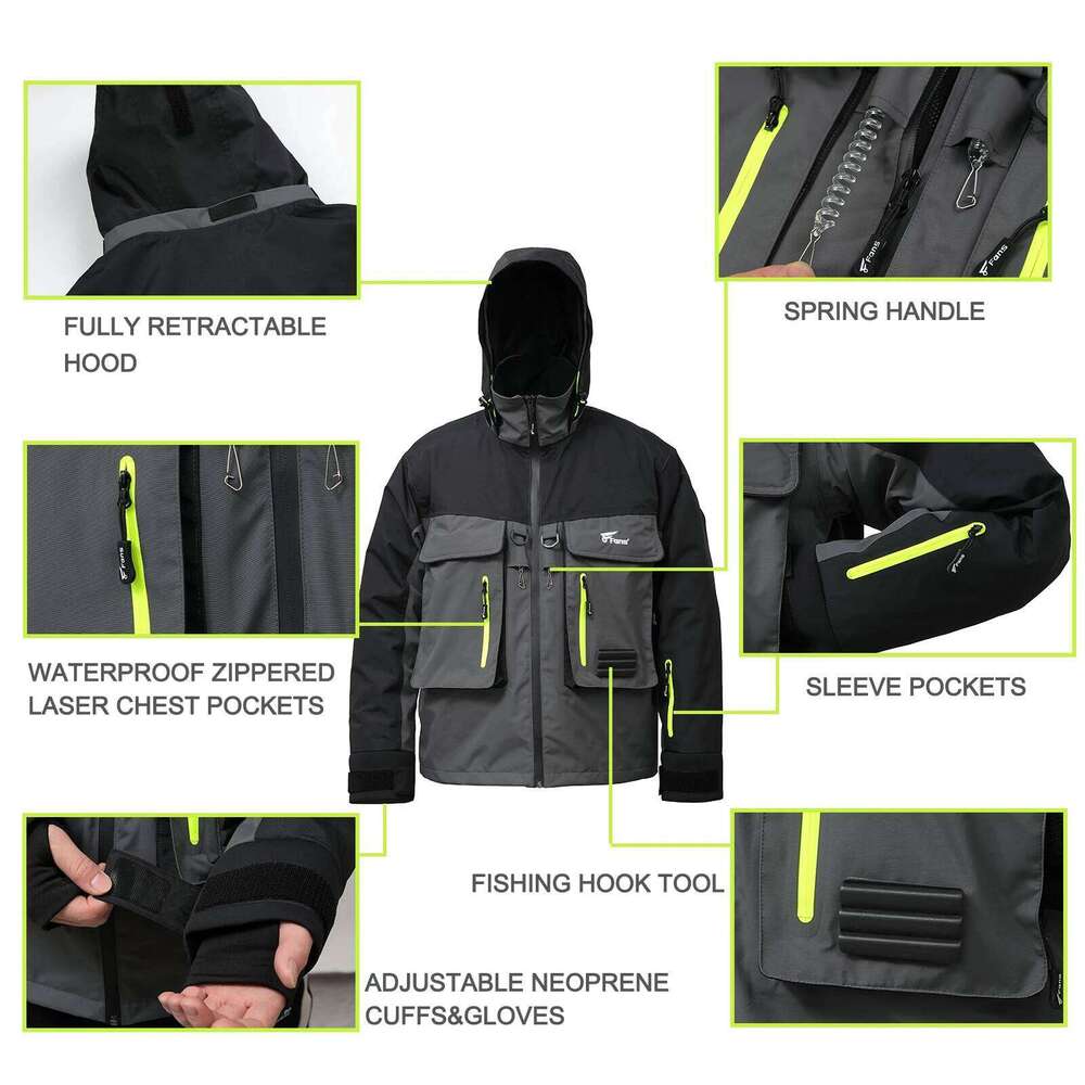 8 Fans Wading Breathable Waterproof Fishing Rain Jackets For Men&Women