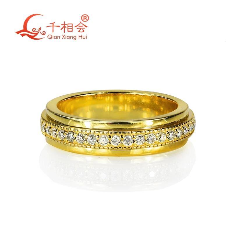 Double Rotatable White Moissanite Ring 925 Sterling Silver Tension Set Eternity Band Unisex Jewelry