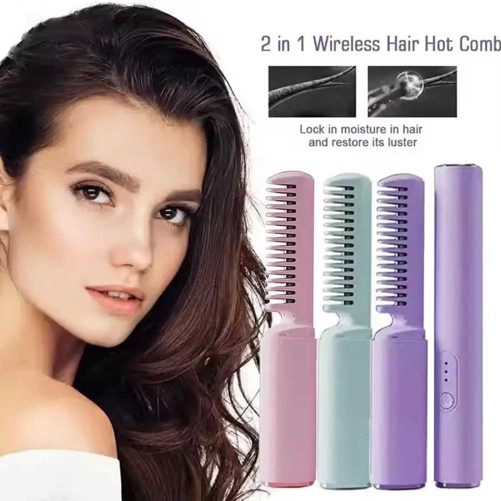 Hair Straightener Brush 3 Levels 60s Anti-Scald Heat Constant Straightener Cordless Brush Heating Up Hot Temperature Comb B9Y7 W250814