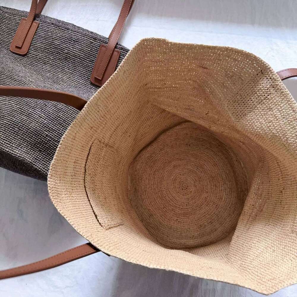 Free Lazy Artistic Texture Large Capacity Straw Tote Lafite Grass Weaving Handmade Woven Summer Beach Bag Commuter Shopping