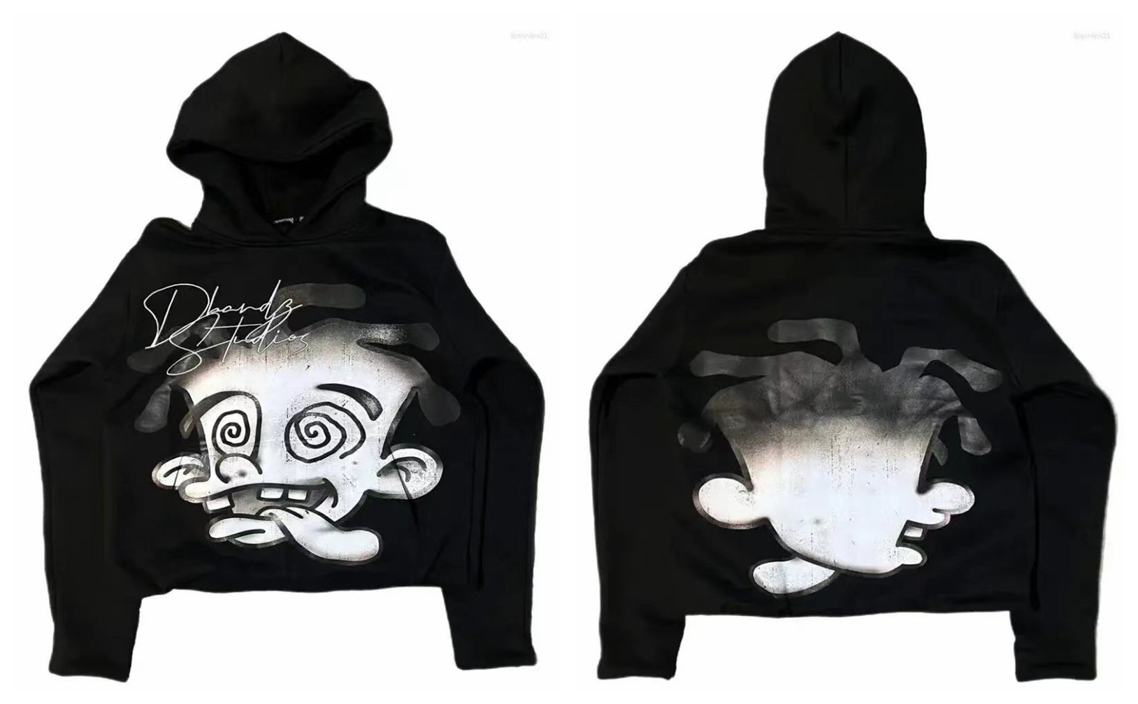 Men's Hoodies Streetwear Fashion Rhinestone Zip Up Sweatshirt Harajuku Lips Graphic Print Oversized Hoodie Goth Black Hooded Jacket Men