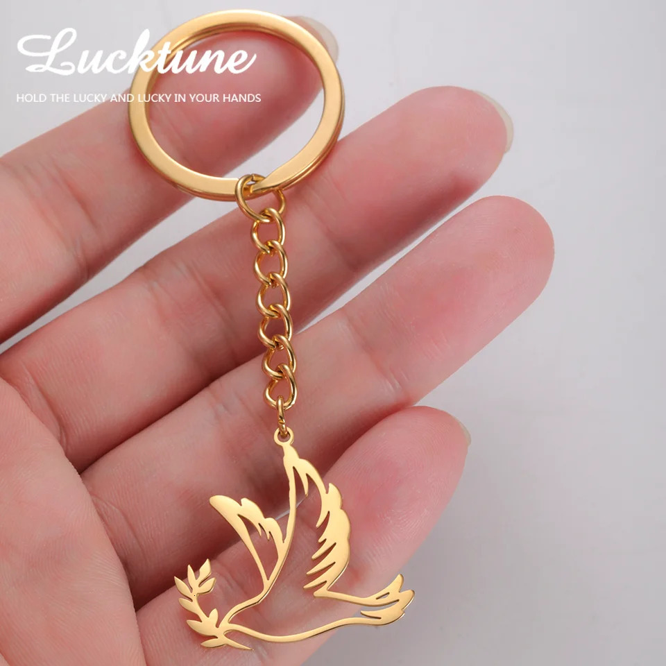 Lucktune Peace With Olive Branch Keychain Stainless Steel Key Chains For Bag Fashion Body Kit Jewelry Party Gifts Sale 250811