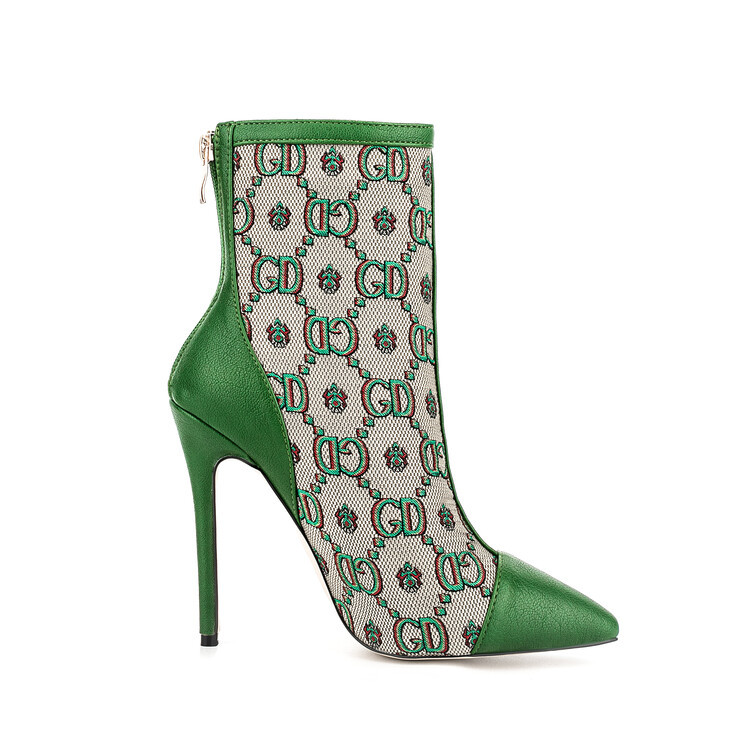 Artisan-Crafted Chengdu Women's Stiletto Mesh Ankle Boots Pointed Toe 8cm/10cm/12cm Ultra-High Heel Breathable Green Fashion Boots