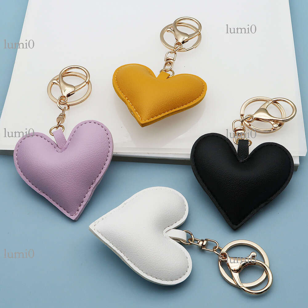 PU Simple Love Heart Couple Keychain Bag Pendant