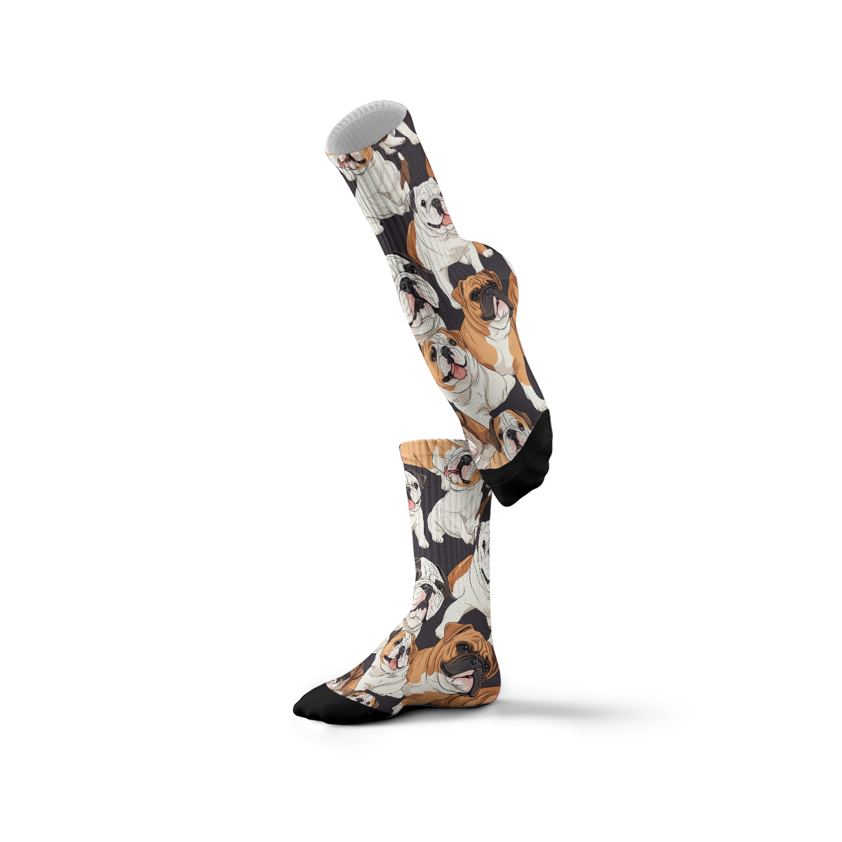 Cute English Bulldog Collage Unisex Tube Designer Socks C145