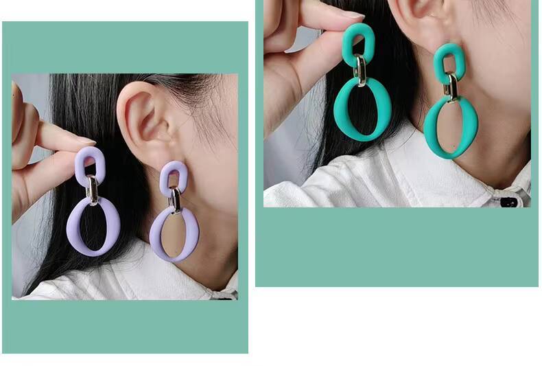 Acrylic Fashion Spray Paint Colorful Pendant Exaggerated Trendy Earrings for Women Uionen 802