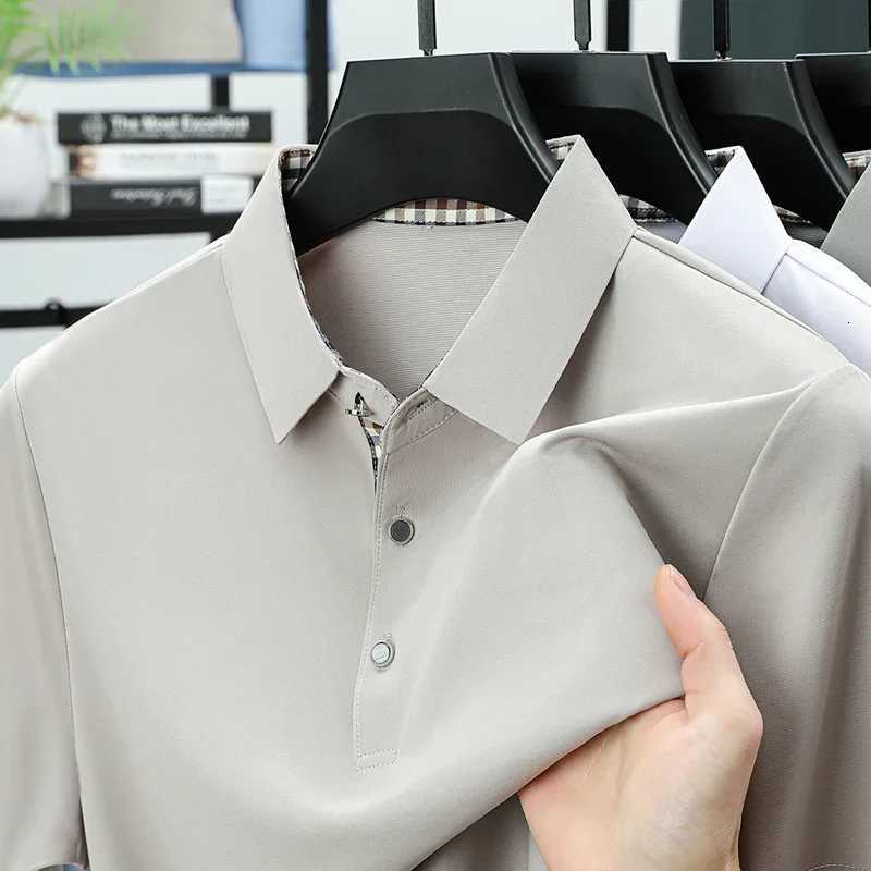 BROWON Brand 2025 Summer Plain Men Polo Shirt Soft Short-sleeved Polo Tee Shirt Ice Silk Breathable Business Tshirt for Men XJ250804