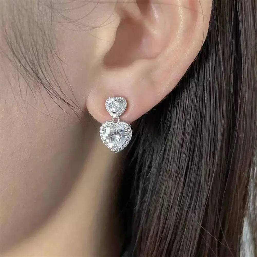 NKHOG 5CTTW Heart Shape Moissanite Drop Earrings Women 925 Silver Sparkling Diamond Wedding Ear Stud 18K Plated Fine Jewelry GRA