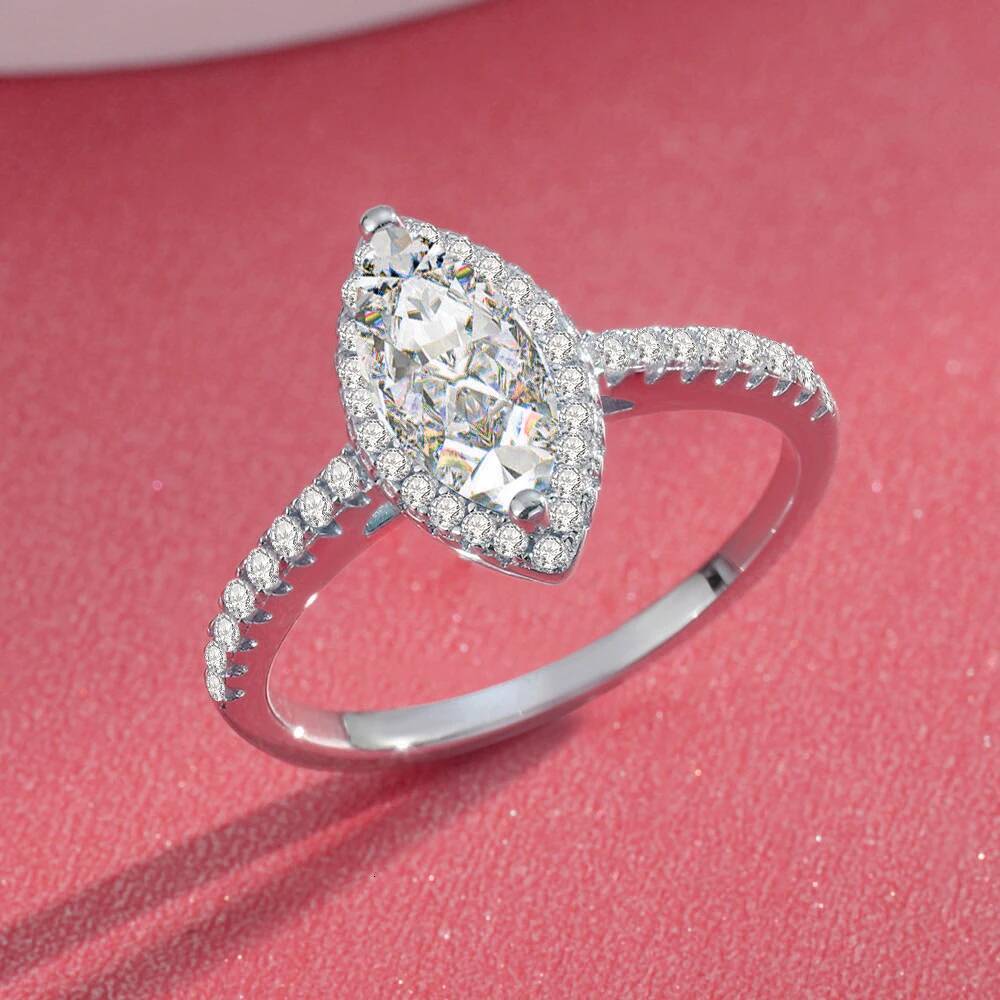 BXINY GRA Certified 1/2CT Marquise Cut Moissanite Ring 925 Sterling Silver For Women Lab-grown Diamond Wedding Band Fine Jewelry