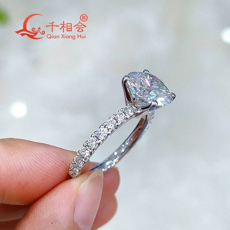 4ct 10mm round Moissanite Diamond Ring 2/3 Band 925 Sterling Silver D Color VVS Wedding Jewelry Making Engagement Ring