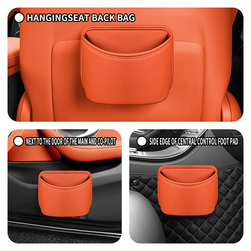 Car interior accessories: car door-mounted trash can, hanging storage box, high-end leather car umbrella holder.