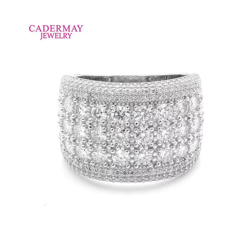 Cadermay Hip-Hop Jewelry Pass Dia Tester Custom Made Sterling Sier D VVS 3 Rows Half Eternity Moissanite Ring Band Men
