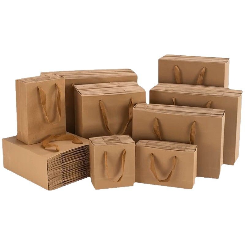 260g Kraft Paper Handbag Gift Custom Red Wine Tea Clothing Packaging Bag