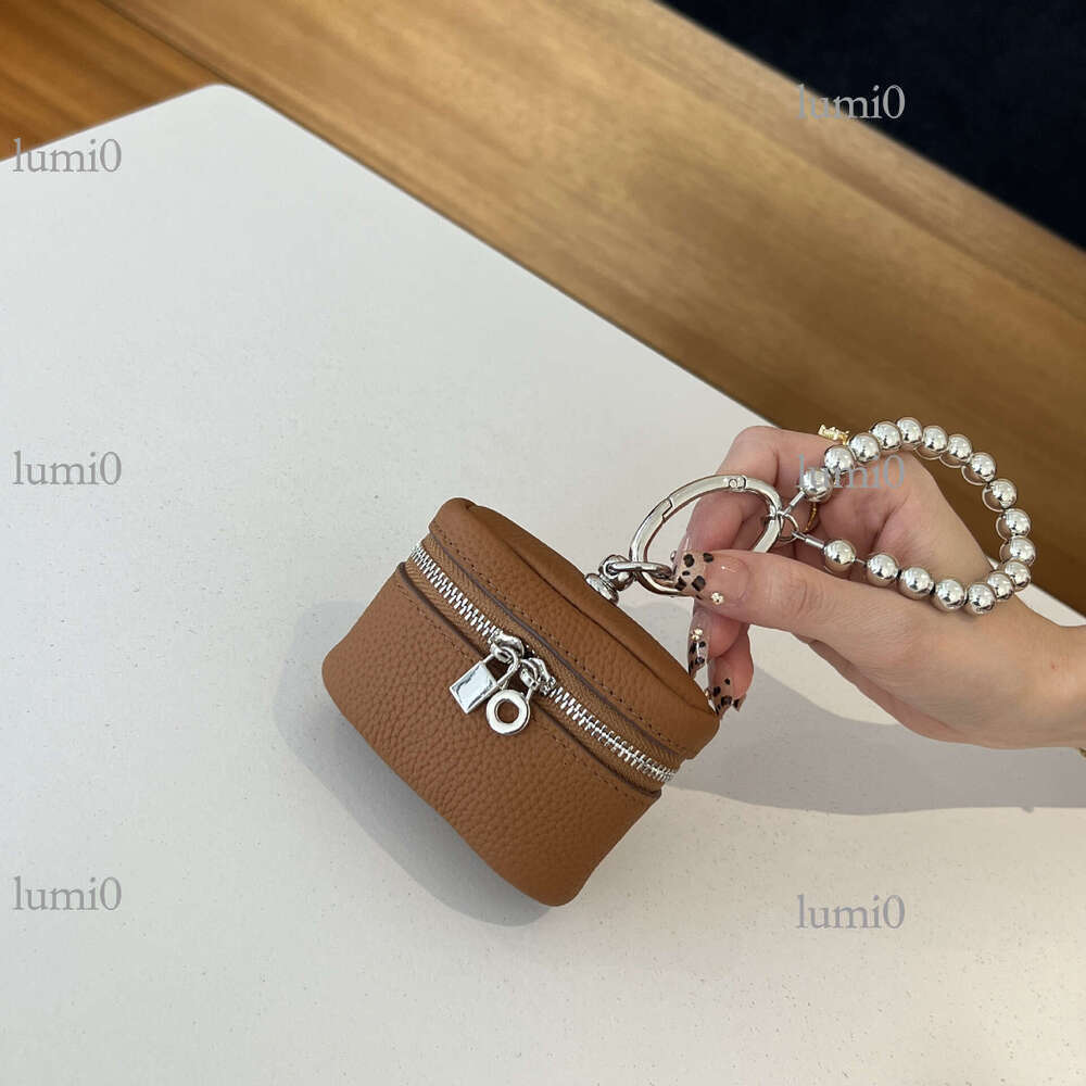 Ins Style Simple Portable Neck Lipstick Makeup Genuine Leather Earphone Top Layer Cowhide Mini Bag Hanging Ornament