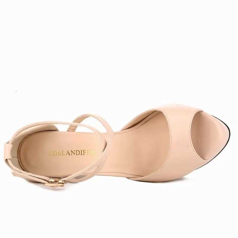 Women Ankle Strap Sandals Pumps Fashion Platform Peep Toe Matte Leather Stilettos Buckle Bride Shoes Sexy Extremely High Heels W250814