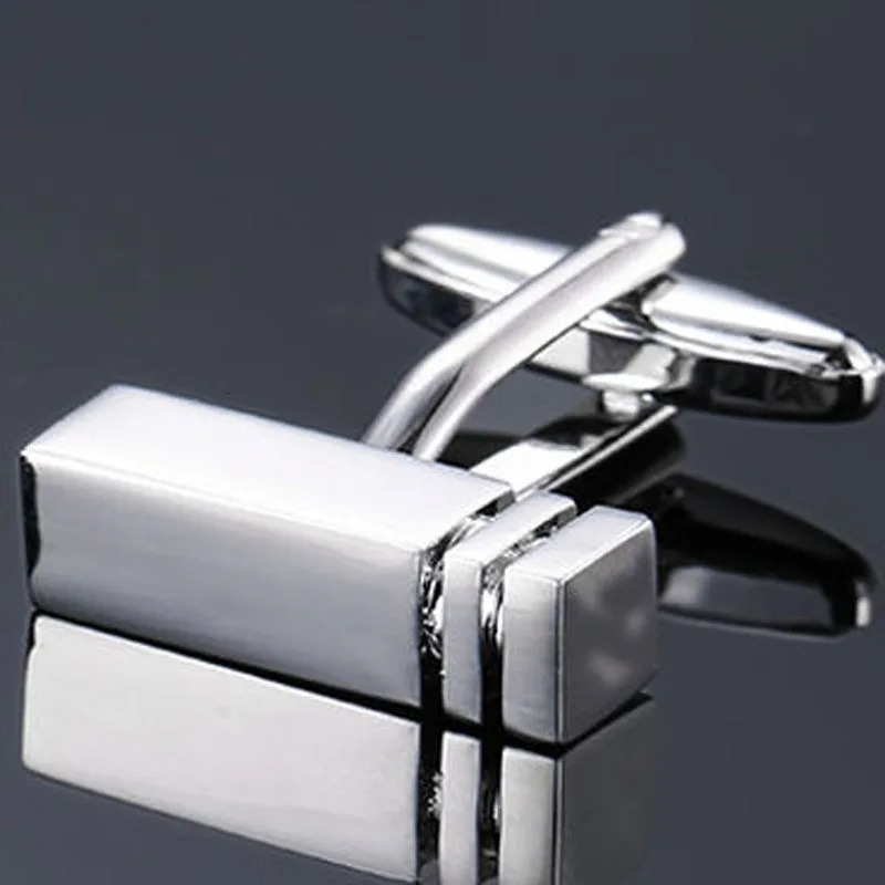 Classic n mens French shirt cuff button high quality copper silvery metallic Black Enamel CuffLinks 250812