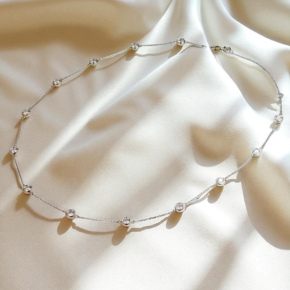 Tiny Collarbone Necklace 3.0mm Moissanite Lab Diamond 925 Silver 10K 14K 18K Gold Round Dainty Aesthetic Neck Accessories Charms Sweet