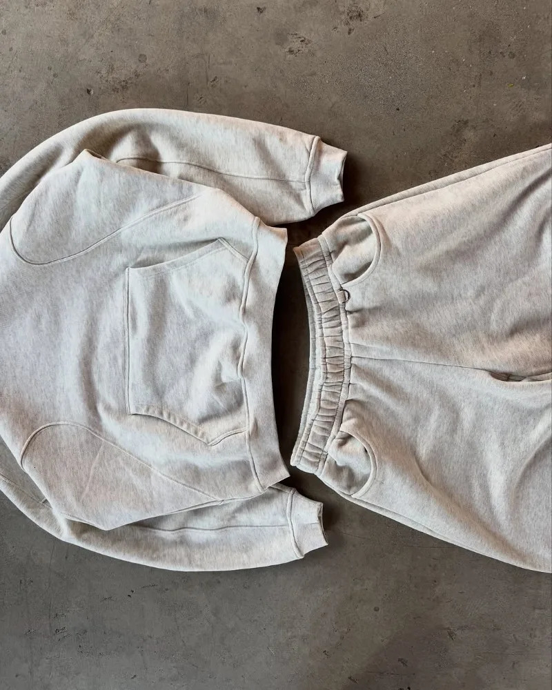 Trendy Harajuku Hip-hop Pure Cotton Men Hoodie Suit Y2k Gothpunk American High Street Classic Oversized Trousers Women 250813