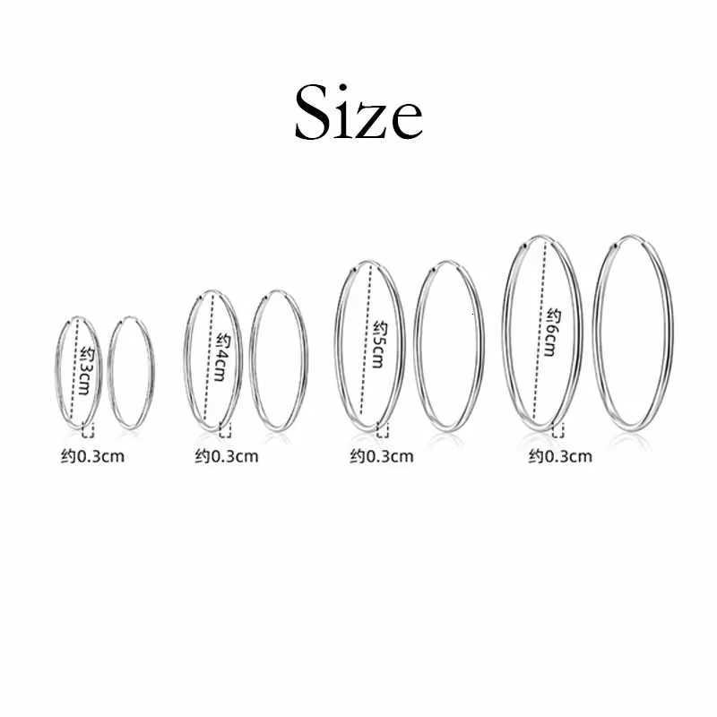 925 Sterling Silver 3MM Thick 3/4/5/6CM Hoops Earrings For Women Wedding Luxury Jewelry Accessories 2024 Trend Jewelry XJ250814