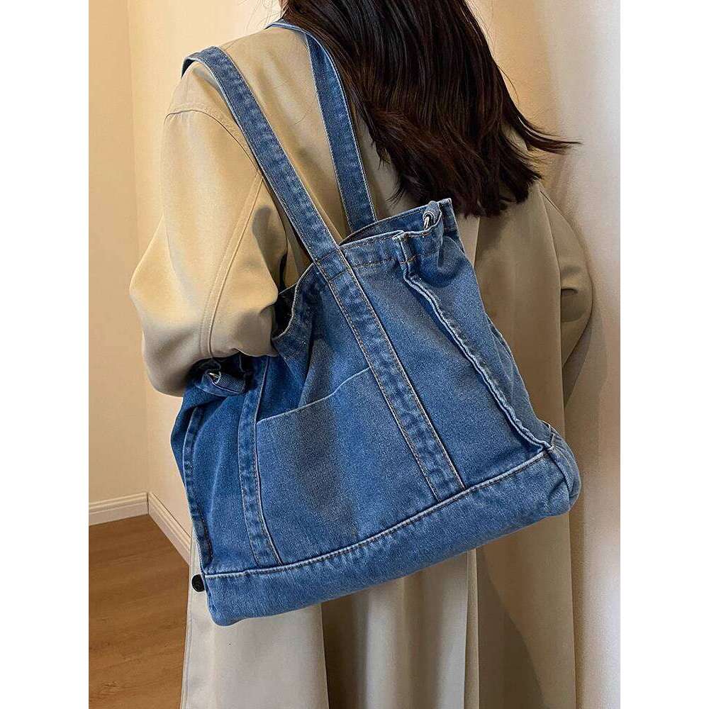 Korean Style Fashion Commuter Handbag Large Capacity for NEW free shipping Women New Denim Tote 2025 High-End Feel Shoulder Bag