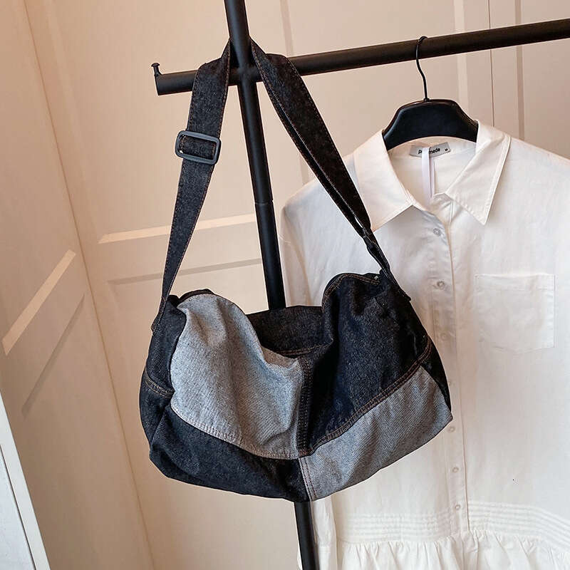 2025 Bags Designer Women New Korean Style Trendy Denim Crossbody for Women Fashion Color Block Large Capacity Pillow Casual Shoulder Bag