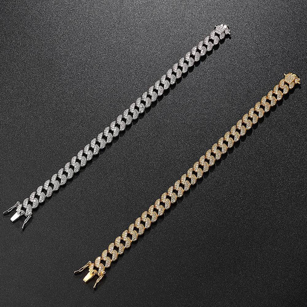 Serenity 2 Row Moissanite Cuban Bracelet Women Men 100% S925 Sterling Silver Lab Diamond Bracelet Plated 18K Hand Chain Hip Hop