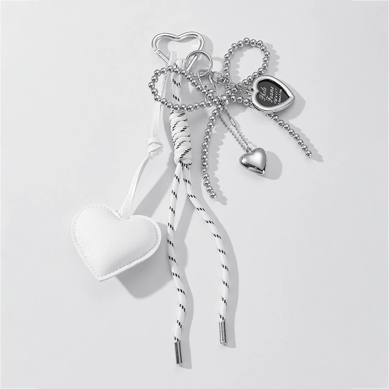 Charm Tassel Love Heart Pendant Handmade Creative Bowknot Keychain Cute Glossy Pendant Keychain Bag Accessories 250811