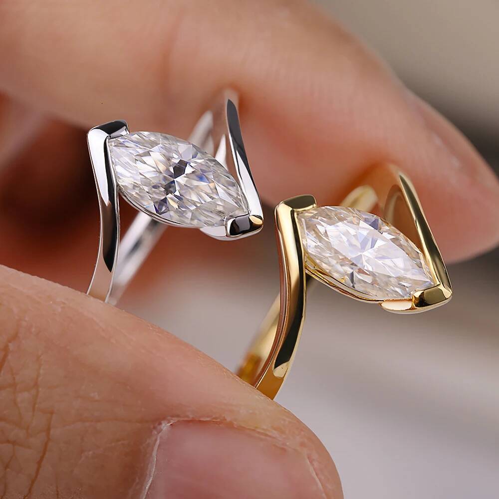 NKHOG 1CT Marquise Cut Moissanite Rings 925 Sterling Silver Wedding Diamond Band For Women Gift 18K Plated Jewelry GRA Certified