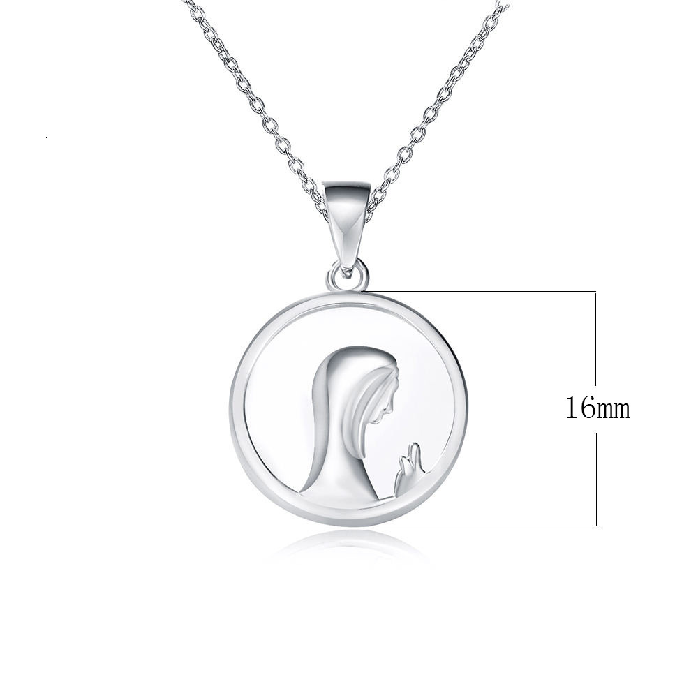 Hot-selling Sier Natural White Shell Religious Prayer Necklace Virgin Mary Portrait Pendant Jewelry for Women