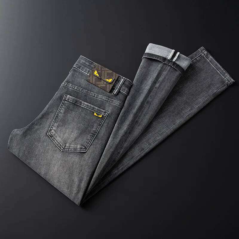 2024 spring and summer new high-end affordable fashion jeans men's stretch denim slim fit tapered casual trousers