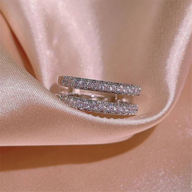 D Color VVS1 Vintage Double Row Moissanite Engagement Rings For Women Real 100% 925 Sterling Silver Rings Band Fine Jewelry Gift