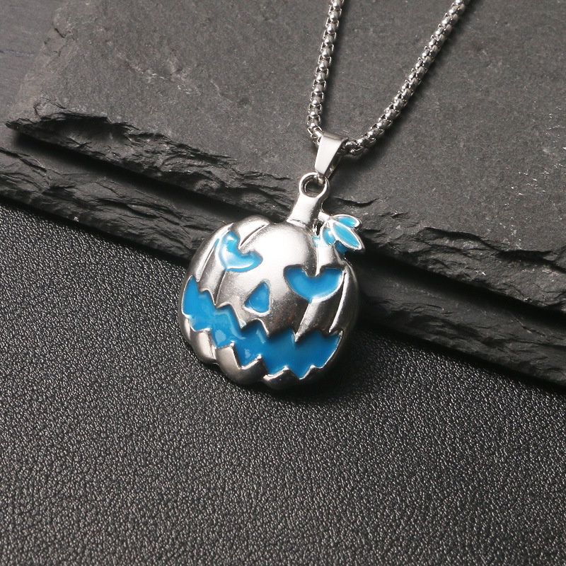 New Hot-Selling Halloween Face Oil-Drip Pumpkin Necklace for Women, Unique High-End Horror Ghost Jewelry