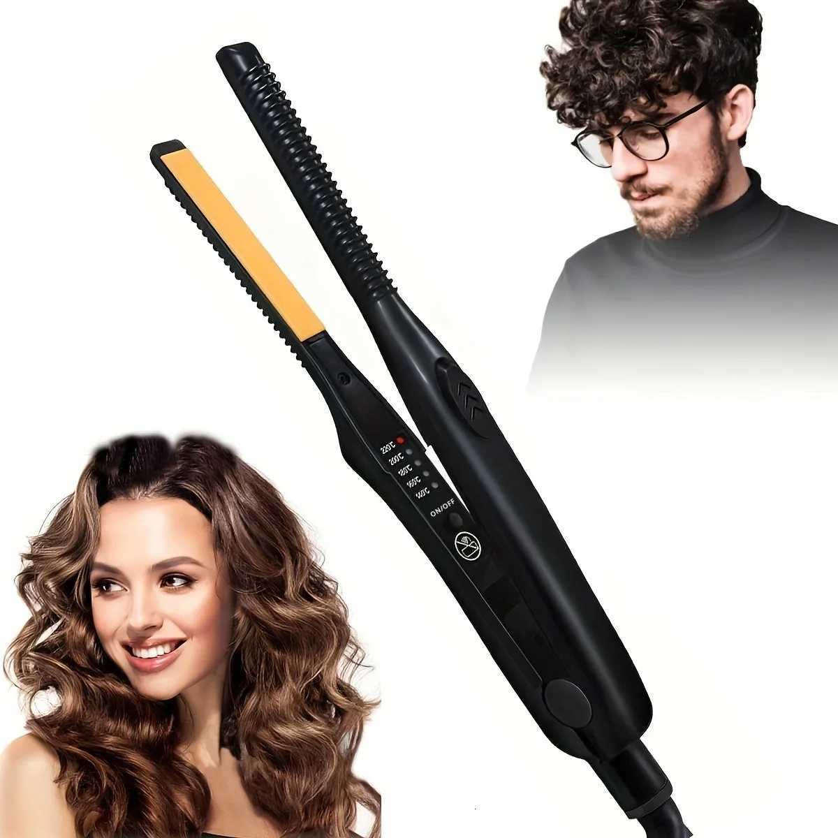 Ubeyoo Portable Mini Ceramic Hair Straightener and Curler Ionic 2-in-1 Flat Iron Safe Styling with No Hair Damage W250814