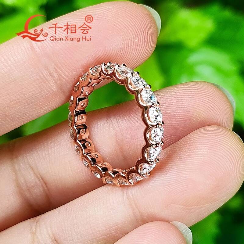 yellow rose gold 0.1ct 3mm round white moissanite Eternity Band Customizable Specifications 925 Silver Jewelry Rings Engagement