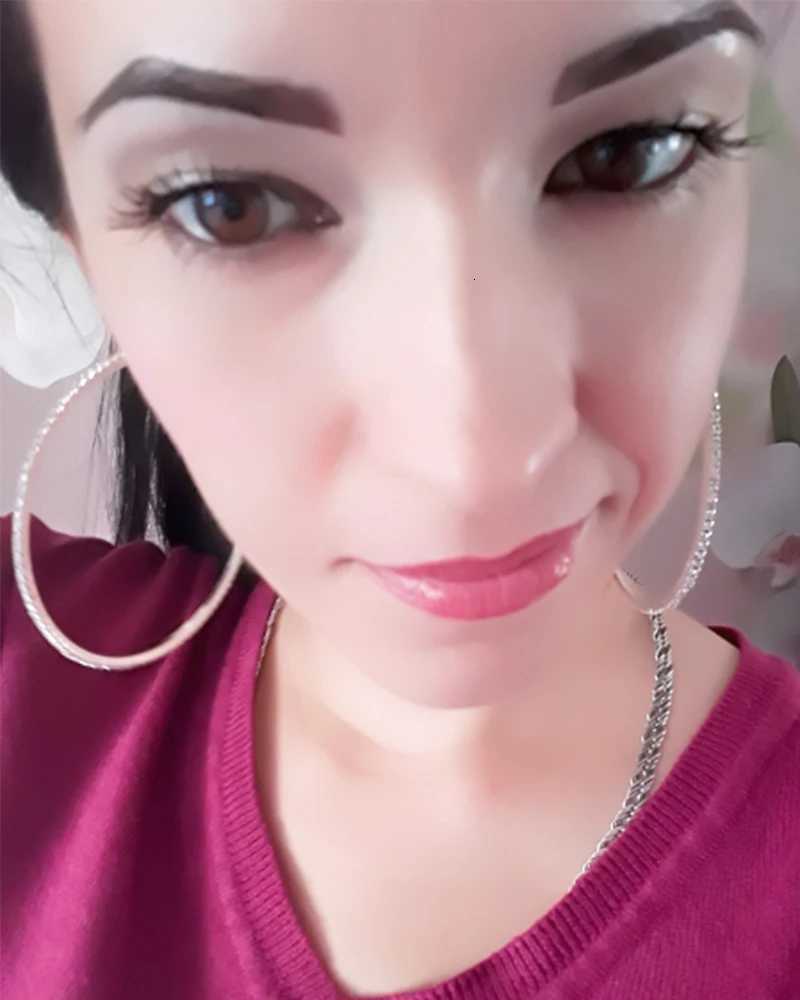 Popular Earrings with Rhinestones 20mm-90mm Crystal Circle Hoop Earrings Simple Big Circle Silver Plated Hoop Earrings for Women XJ250814