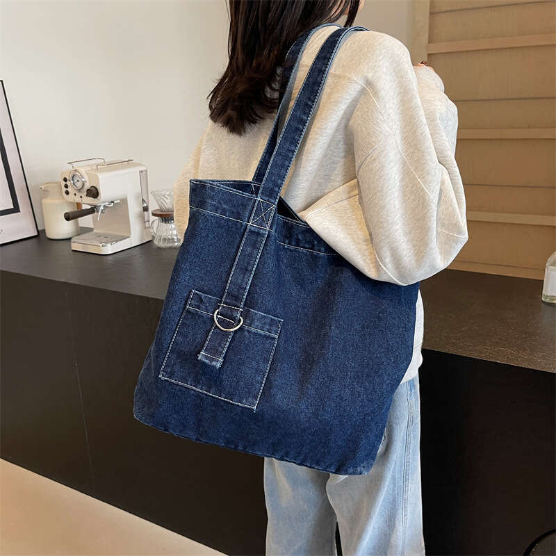 Denim Tote Bags Designer Women for Women New Large Capacity Shopping Shoulder Bag Simple Versatile Artistic Handbag