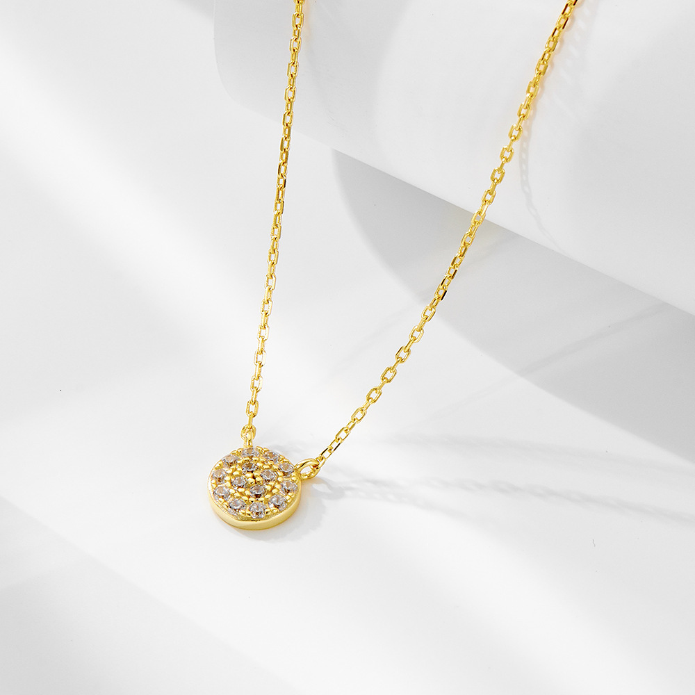 S Pure Sier Classic Round Micro Inlaid Zircon Pendant Necklace for Women Light Ins Versatile Collarbone Chain Jewelry for Women
