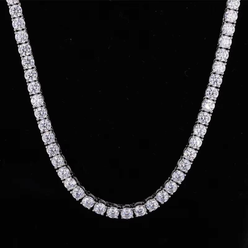 3mm 4mm 5mm 6mm Silver 925 DEF GH Vvs Moissanite Diamond Necklace Tennis Chain