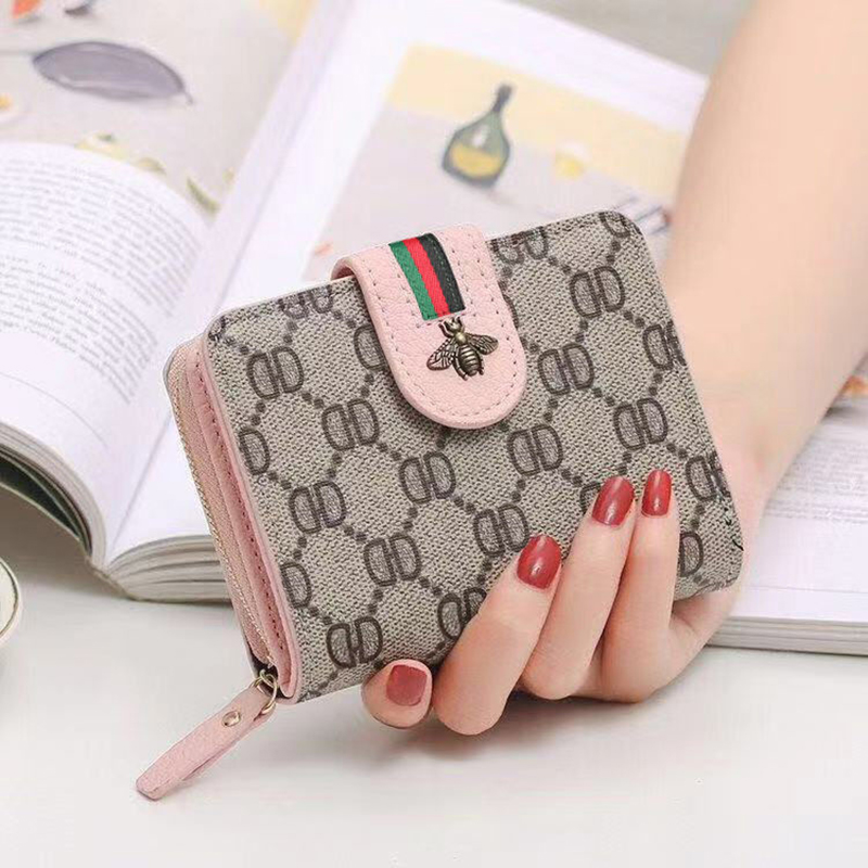 New Wallet card holder Designer Wallet for Women Short Zipper Small Coin Purse Organizer Wallets Passport Checkbook Credit Card Business Card two fold