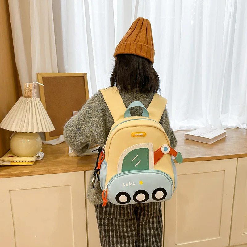 Kindergarten Cartoon Digging Machine Pattern Backpack Boys Girls Trend Kids Backpack Lightweight Adjustable Cute Backpacks 250813