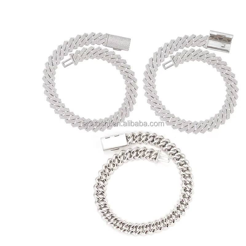 Dropshipping Pass Tester 18mm 4 Rows VVS Moissanite Dia Sterling Sier Miami Cuban Link Chain Necklace