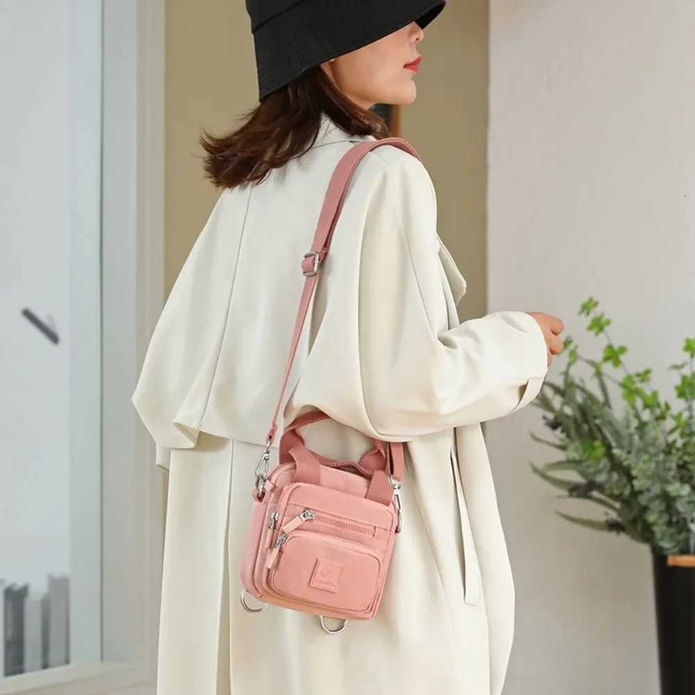 Fashion Nylon Womens Backpack Solid Color Waterproof Small Backpack Multi-functional Shoulder Bag Outdoor XJ250814