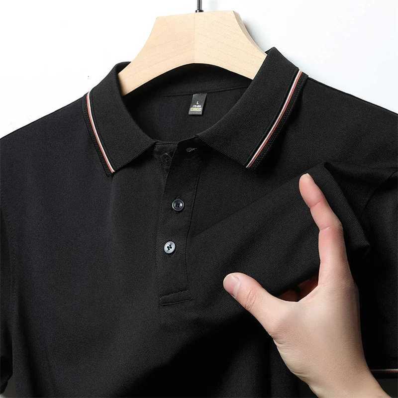 2025 New Mens Business Casual Short Sleeve Shirt Solid Color Polo Shirt Fashionable Breathable Comfortable Versatile Top XJ250804