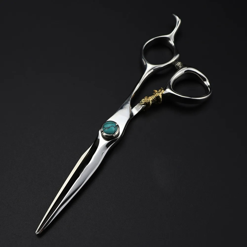 Professional JP440c steel 6 green gem hair scissors cutting barber tools Tiger haircut thinning shears hairdresser scissors 250812