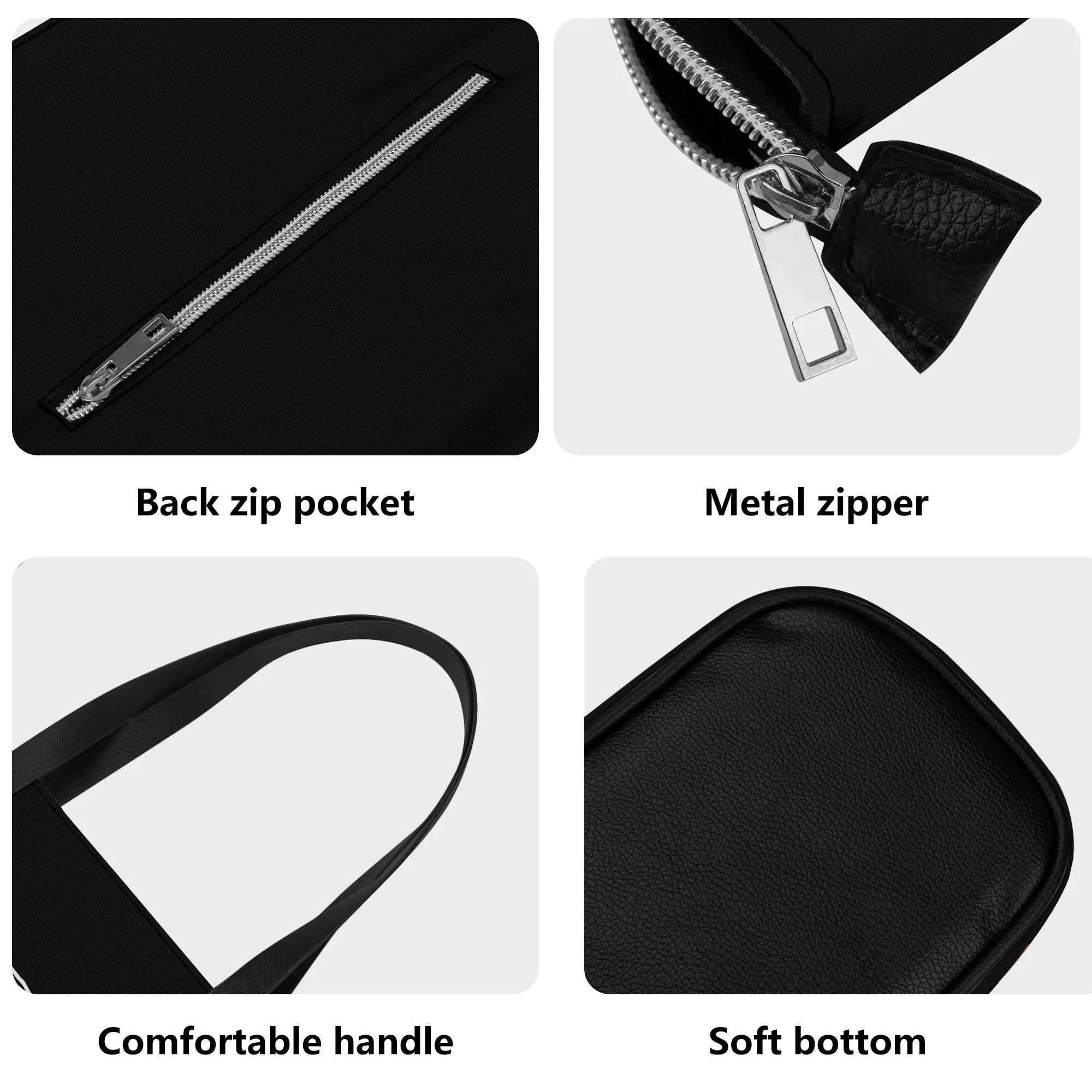 NXY Shopping Bag Black Zipper Pattern Lager Capacity Bag Handbag Bag Takeaway Bag Storage Reusable Shopping Pouch Handbags