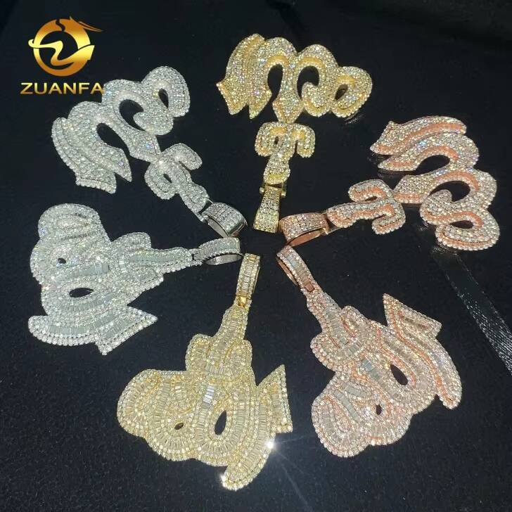 Pass Diamond Tester Custom Hip Hop Moissanite Charms Diamond Jewelry Ice Out 925 Silver VVS Moissanite Fine Allah Pendant